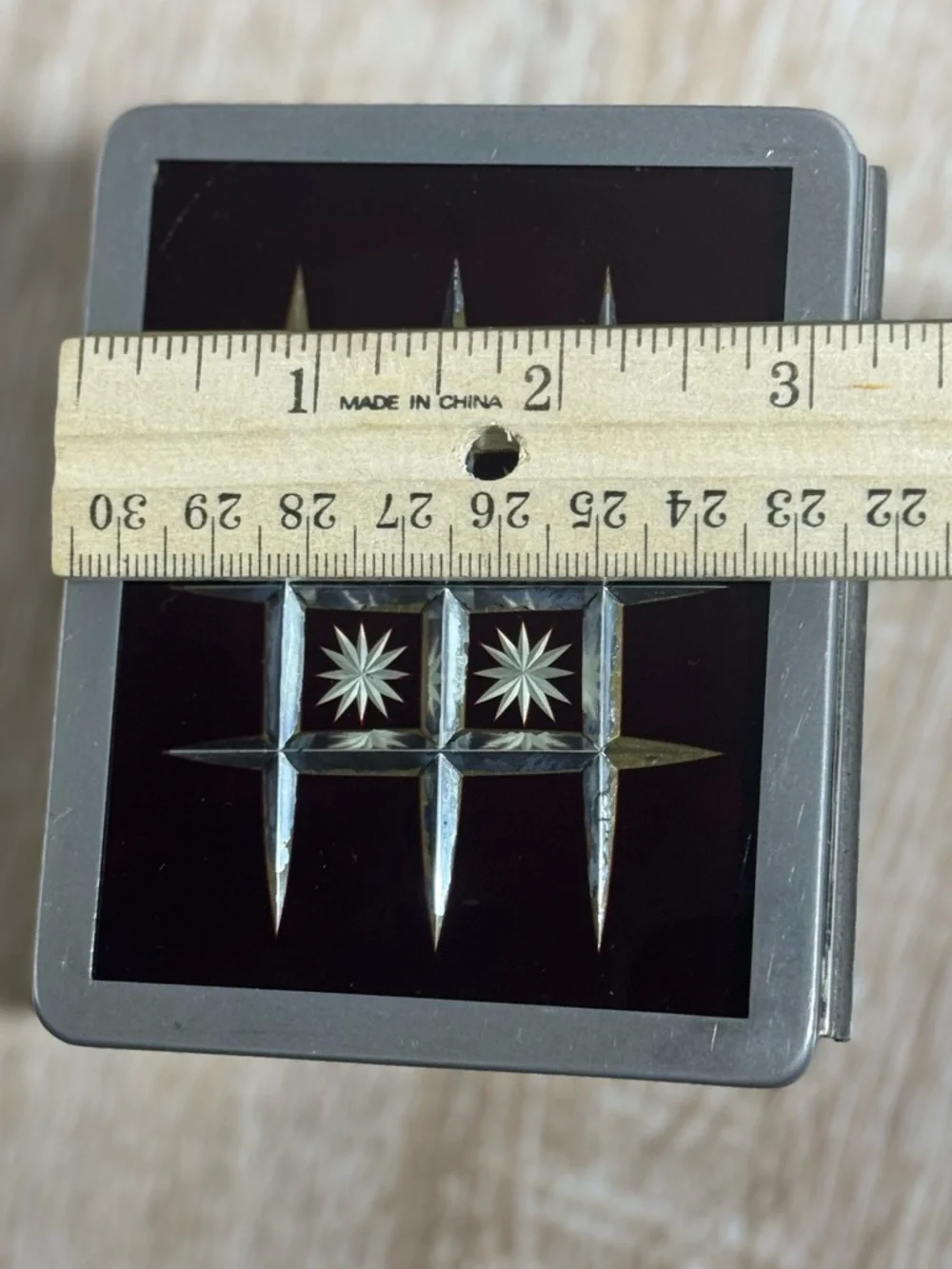 Vintage German Glass Jewelry Box Starburst Lid Trinket Box